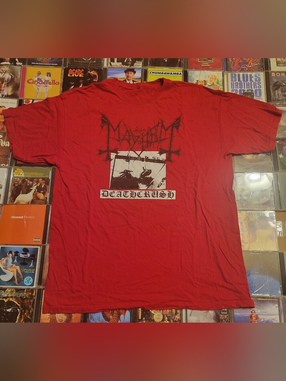 Mayhem 'Deathcrush' Red Graphic T-Shirt - Band Logo Tee